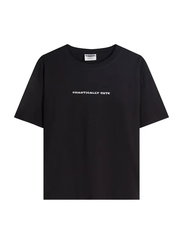Bershka Bershka Majica 'CHAOTICALLY'  roza / rdeča / črna / bela