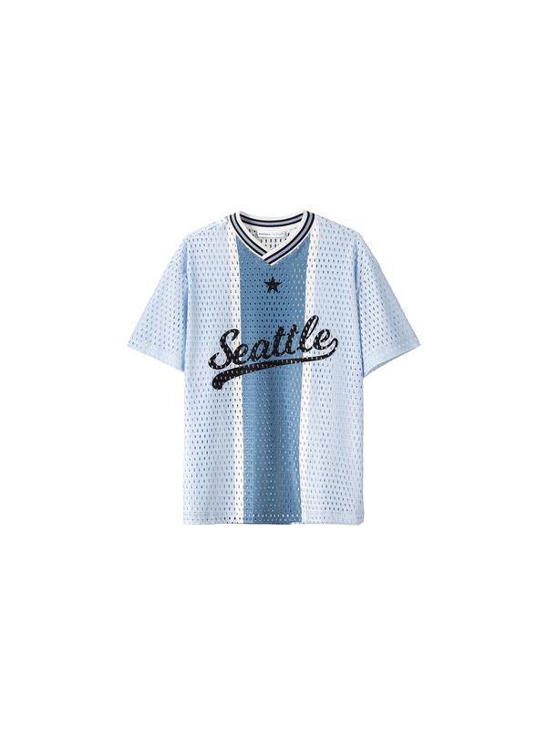 Bershka Bershka Majica  modra / svetlo modra / črna