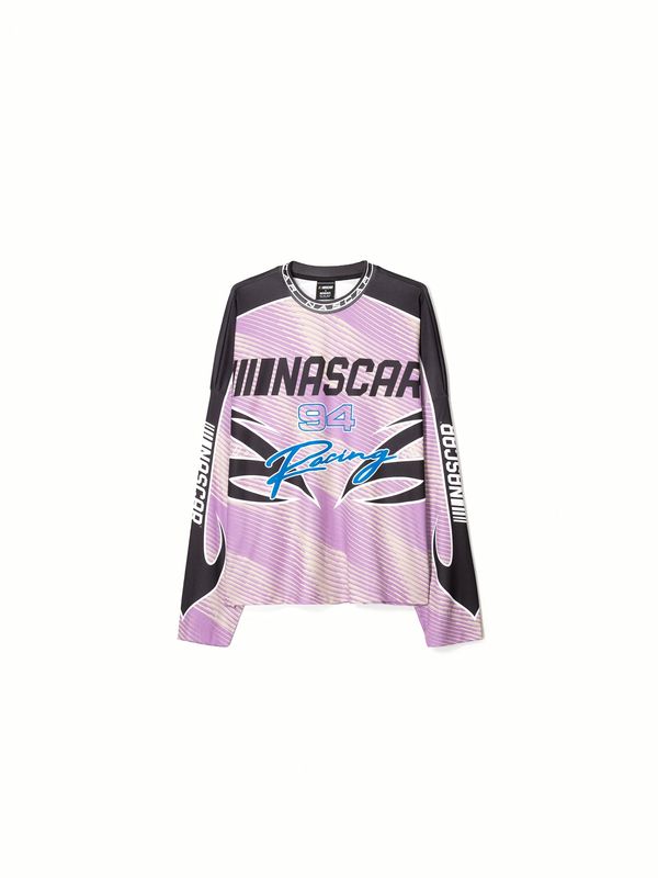 Bershka Bershka Majica 'RACING NASCAR'  svetlo modra / lila / črna / bela