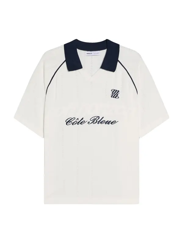 Bershka Bershka Majica 'RETROSPORT'  mornarska / bela