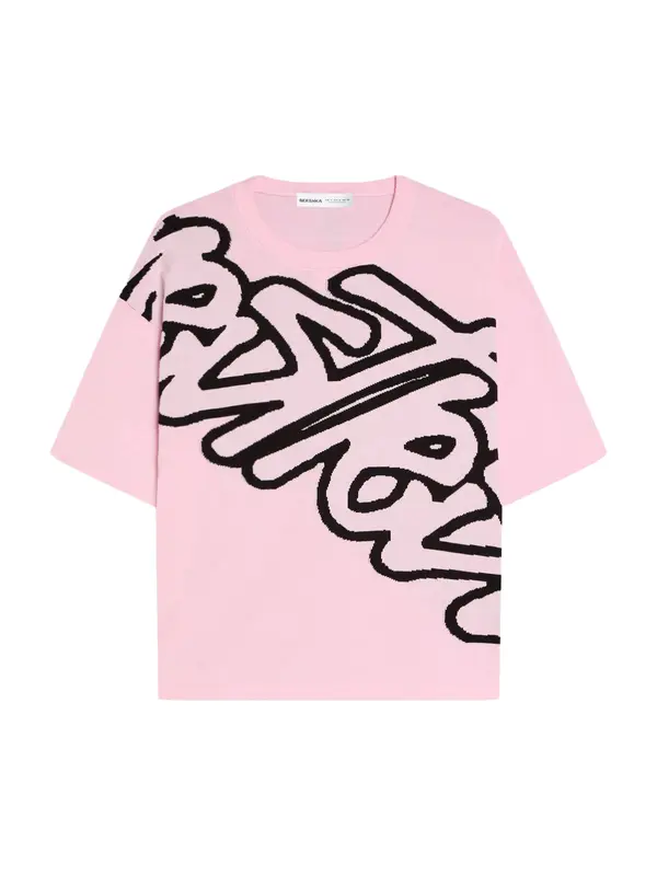 Bershka Bershka Majica  roza / črna
