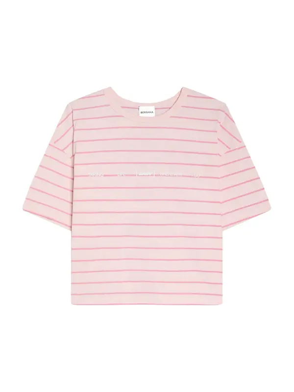 Bershka Bershka Majica  roza / svetlo roza / bela