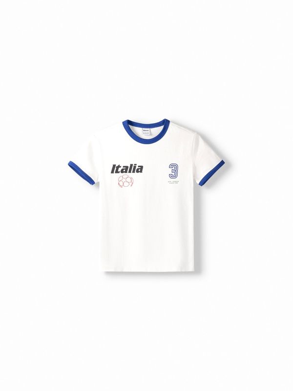 Bershka Bershka Majica  svetlo bež / ultra mornarsko modra / črna