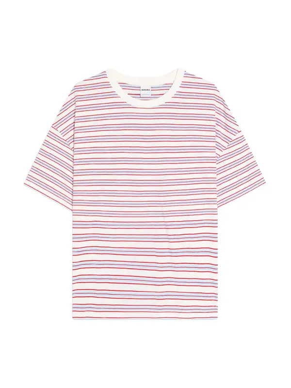 Bershka Bershka Majica  svetlo modra / karminsko rdeča / bela