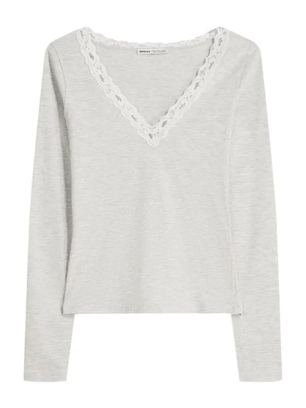 Bershka Bershka Majica  svetlo siva