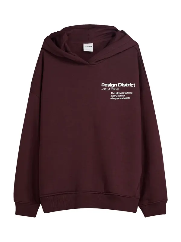 Bershka Bershka Majica  temno rdeča / bela