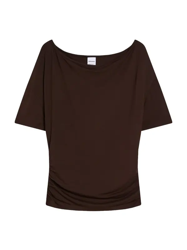 Bershka Bershka Majica  temno rjava