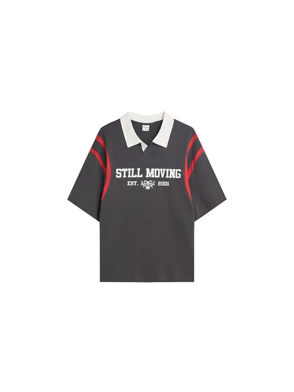 Bershka Bershka Majica  temno siva / rdeča / bela