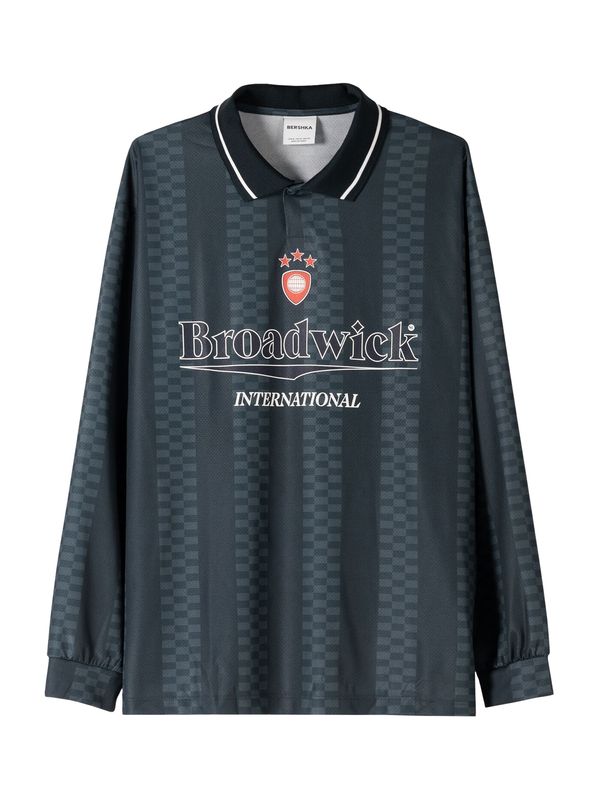 Bershka Bershka Majica  temno zelena / oranžna / bela