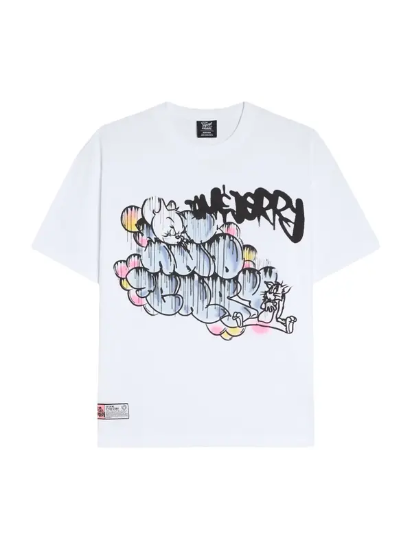 Bershka Bershka Majica 'TOM&JERRY'  pastelno modra / rumena / svetlo roza / bela