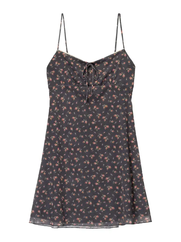 Bershka Bershka Obleka  siva / svetlo zelena / rdeča