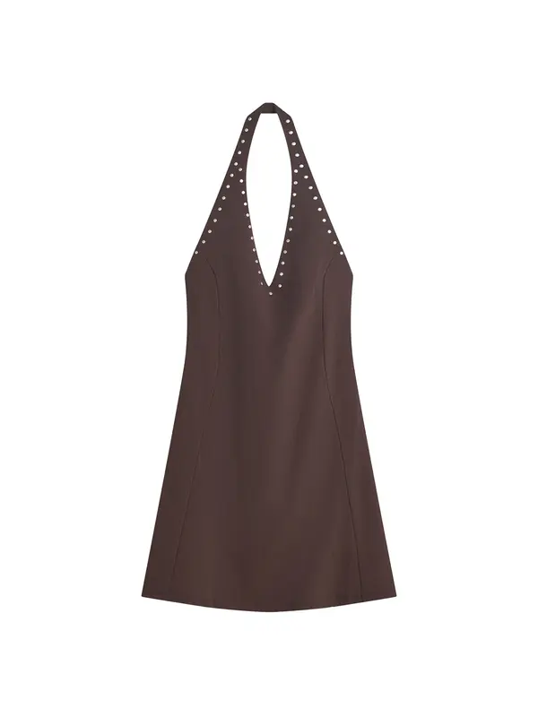 Bershka Bershka Obleka  temno rjava