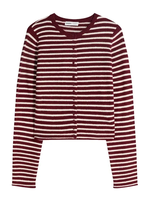 Bershka Bershka Pletena jopa  bordo / bela