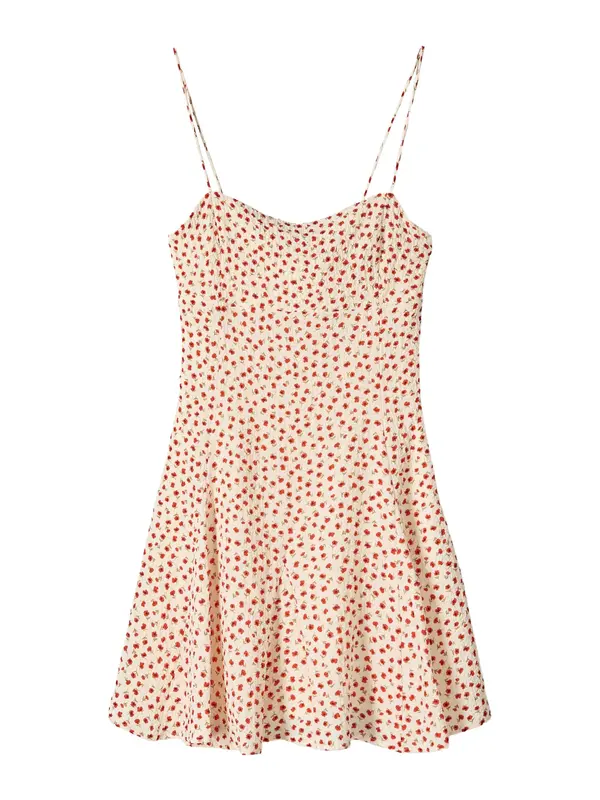 Bershka Bershka Poletna obleka  bež / kaki / živo rdeča