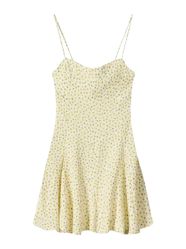 Bershka Bershka Poletna obleka  rumena / pastelno rumena / oliva