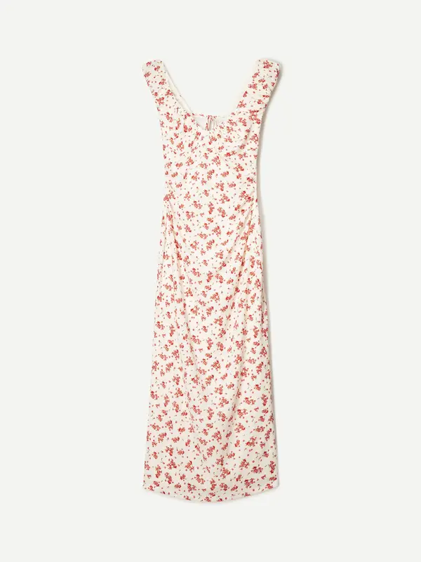 Bershka Bershka Poletna obleka  zelena / rdeča / pastelno rdeča / bela