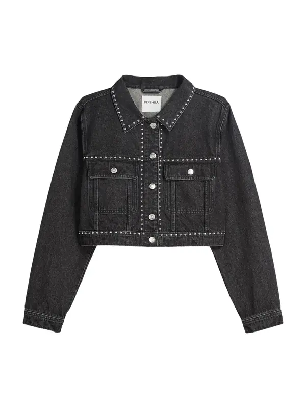 Bershka Bershka Prehodna jakna  črn denim