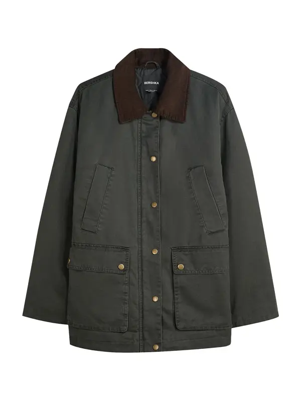 Bershka Bershka Prehodna jakna  temno rjava / temno zelena