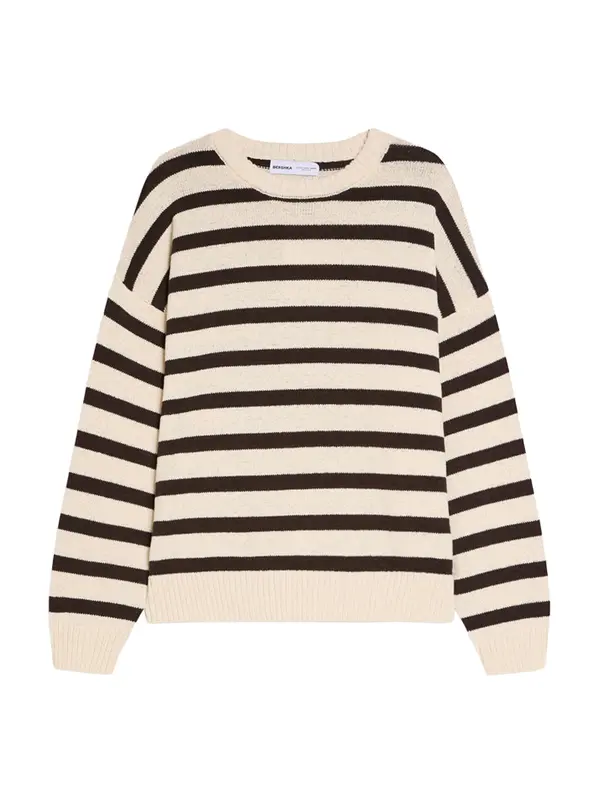 Bershka Bershka Pulover 'BLOBER'  ecru / črna