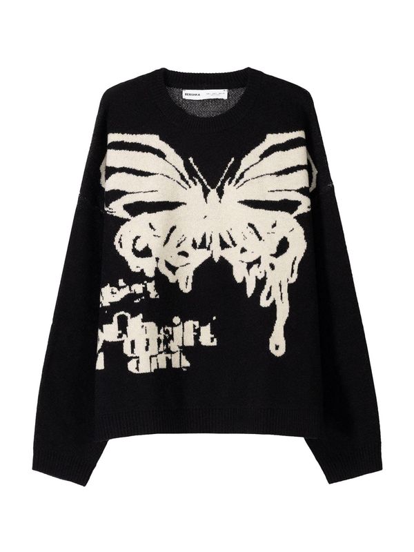 Bershka Bershka Pulover  črna / volneno bela