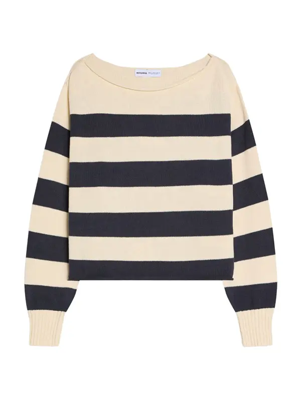 Bershka Bershka Pulover  ecru / mornarska
