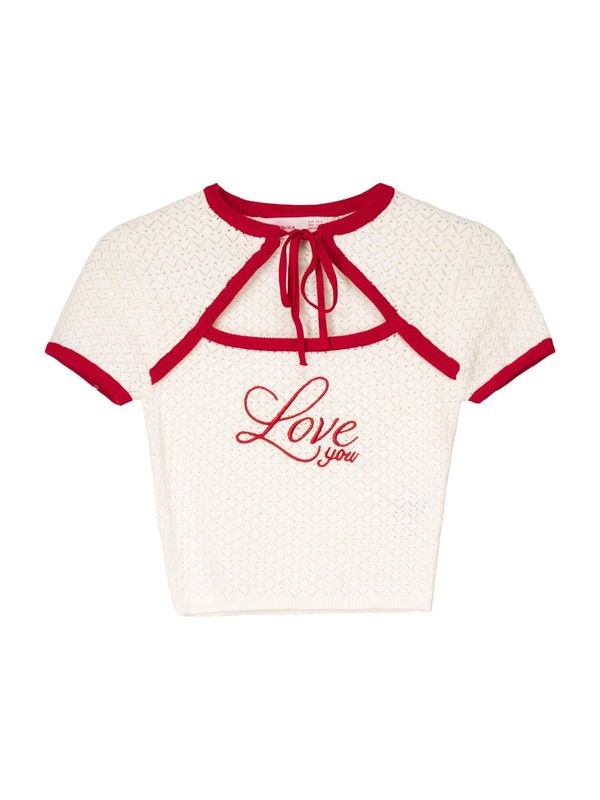 Bershka Bershka Pulover  ecru / rdeča