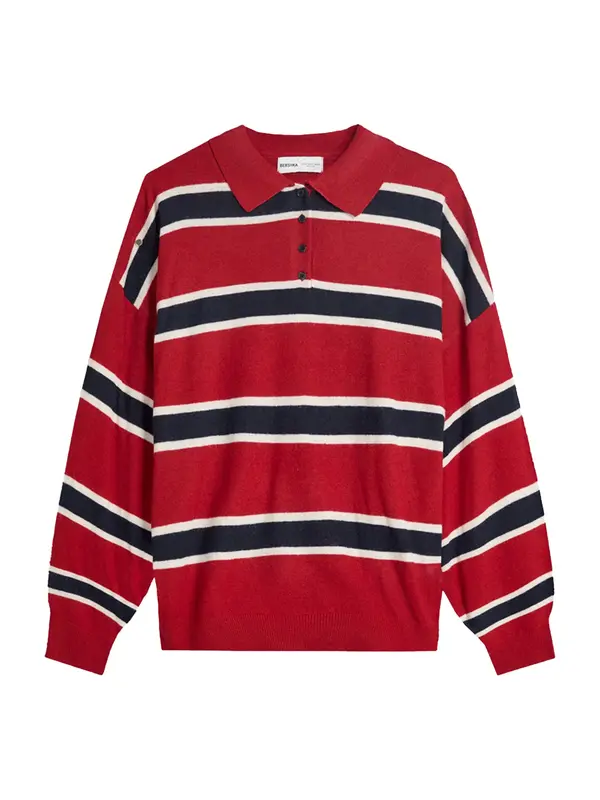 Bershka Bershka Pulover  marine / rdeča / bela