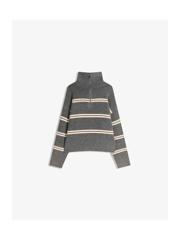 Bershka Bershka Pulover  rjava / temno siva / bela