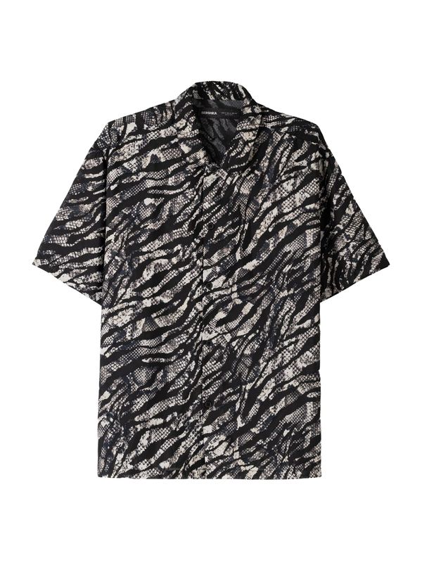 Bershka Bershka Srajca  kremna / mornarska / črna