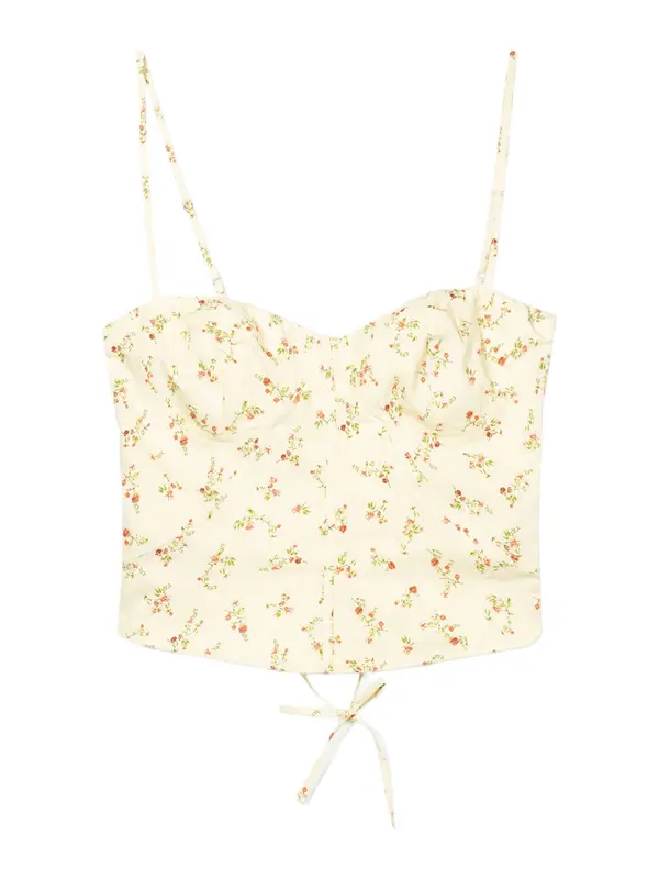 Bershka Bershka Top  bež / temno zelena / krvavo rdeča