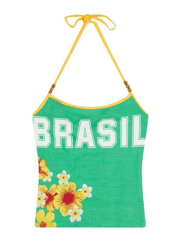 Bershka Bershka Top  rumena / zelena / rdeča / bela
