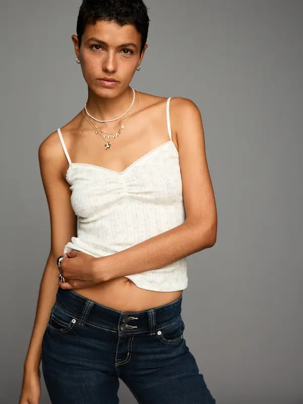 Bershka Bershka Top  slonovina / svetlo modra / svetlo zelena