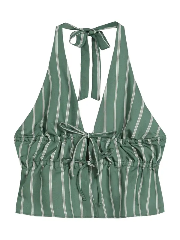Bershka Bershka Top  svetlo siva / žad / bela