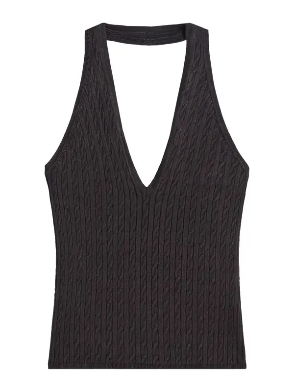 Bershka Bershka Top z naramnicami  pegasto črna