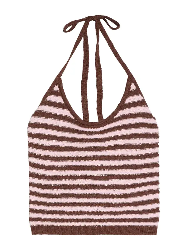 Bershka Bershka Top z naramnicami  temno rjava / roza