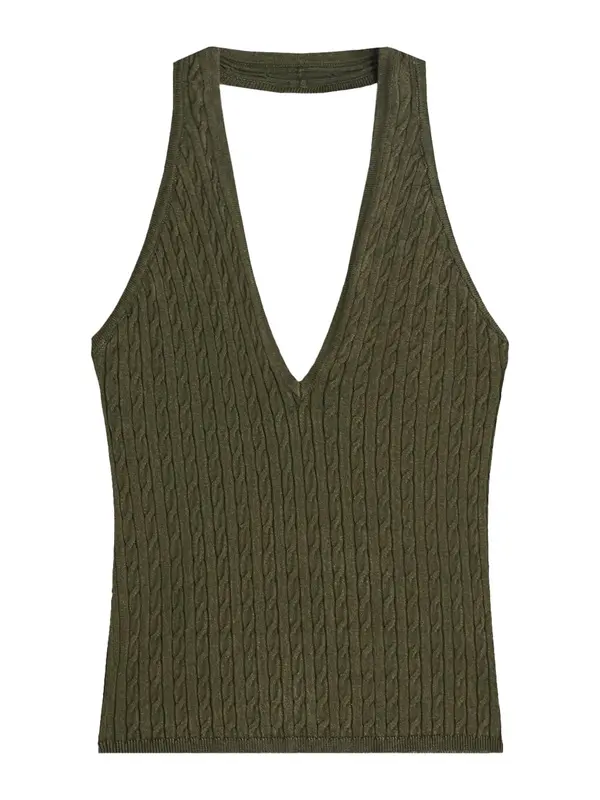 Bershka Bershka Top z naramnicami  temno zelena