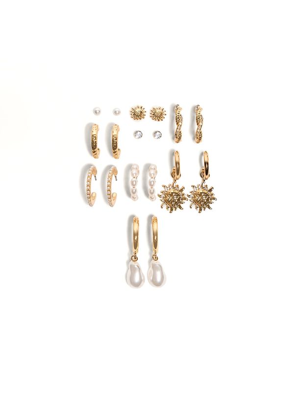 Bershka Bershka Uhani  zlata / biserno bela