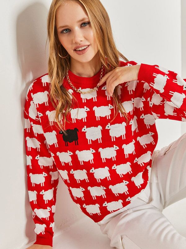 Bianco Lucci Bianco Lucci Pulover  rdeča / črna / bela