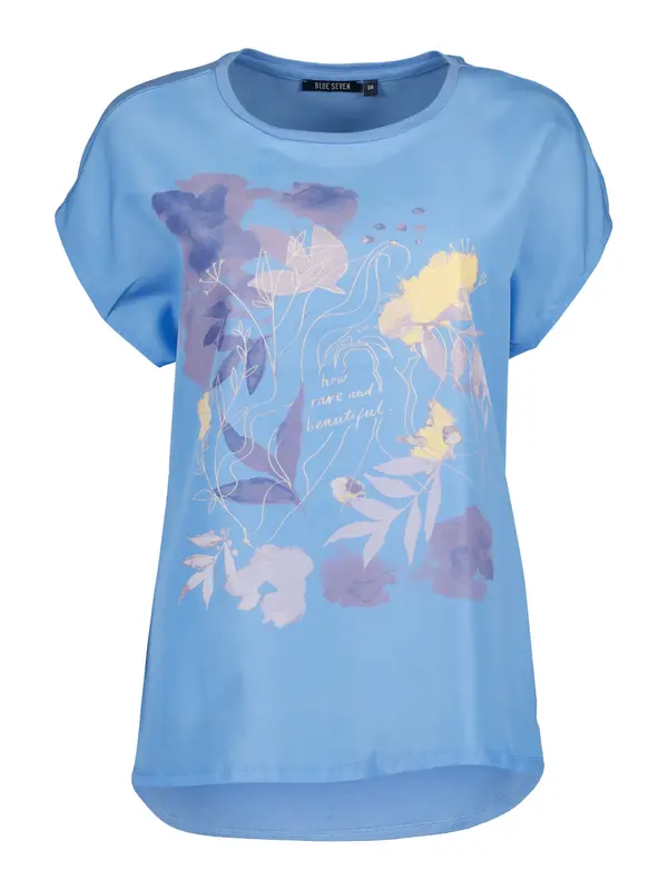 BLUE SEVEN BLUE SEVEN Majica  modra / pastelno rumena / sivka / robida