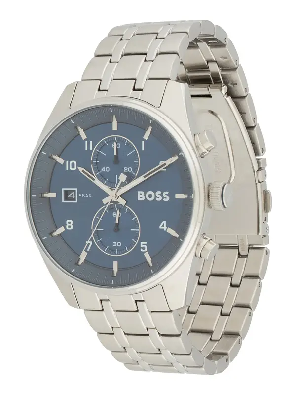 BOSS BOSS Analogna ura 'Skytraveller'  mornarska / srebrna