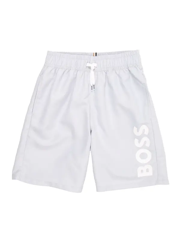 BOSS BOSS Kratke kopalne hlače  svetlo siva / bela