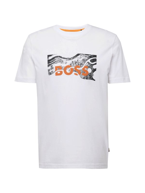 BOSS BOSS Majica 'Te_Building'  temno oranžna / črna / bela