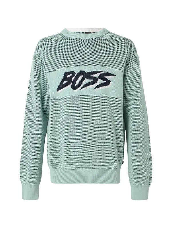 BOSS BOSS Pulover 'Kaywatch'  svetlo zelena / črna / bela