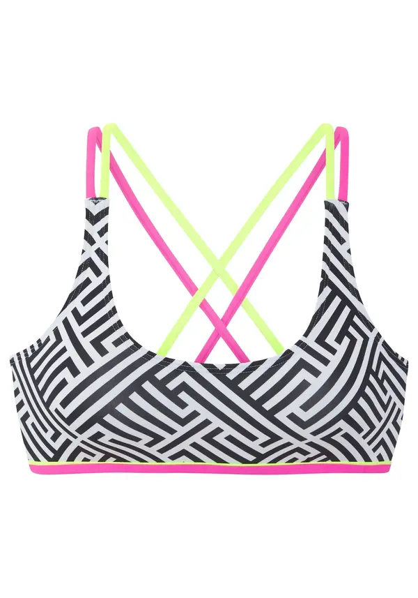 BUFFALO BUFFALO Bikini zgornji del  limeta / roza / črna / off-bela