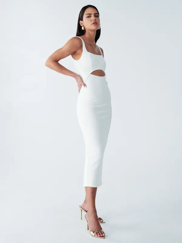 BWLDR BWLDR Obleka 'ADI MIDI DRESS'  bela