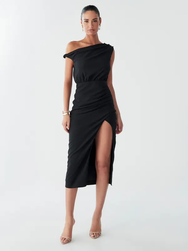 BWLDR BWLDR Obleka 'ASH MIDI DRESS'  črna