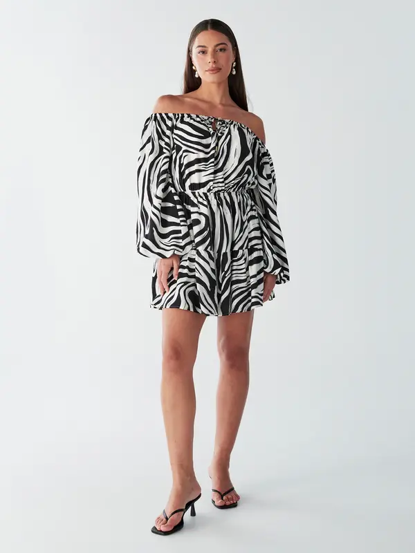 BWLDR BWLDR Obleka 'BRIA MINI DRESS'  črna / bela