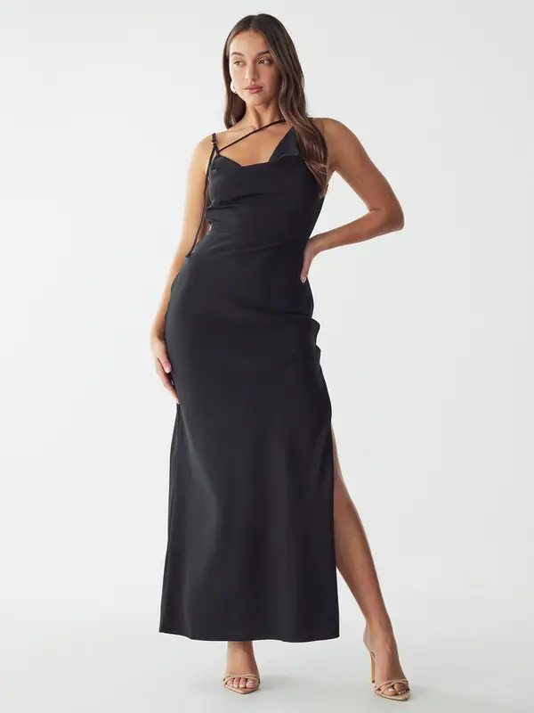 BWLDR BWLDR Obleka 'MARSEI MAXI DRESS'  črna