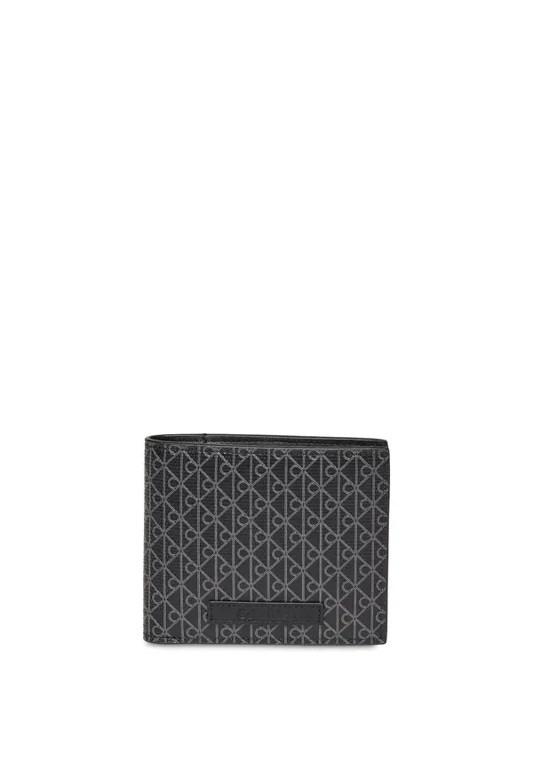 Calvin Klein Calvin Klein Denarnica 'Coated Emblem Print Bifold'  svetlo siva / črna