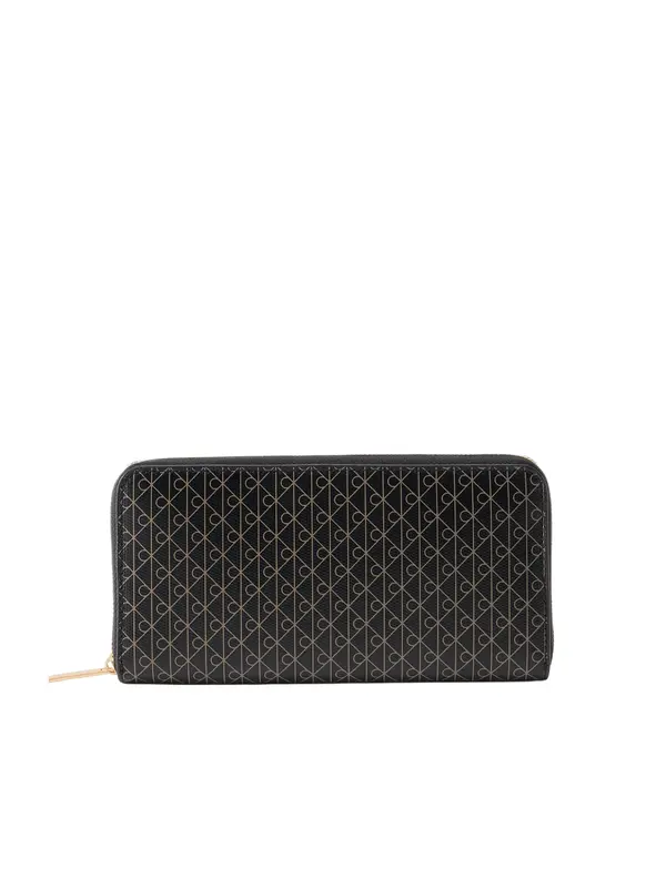 Calvin Klein Calvin Klein Denarnica 'Emblem Print Zip-around'  svetlo rjava / črna